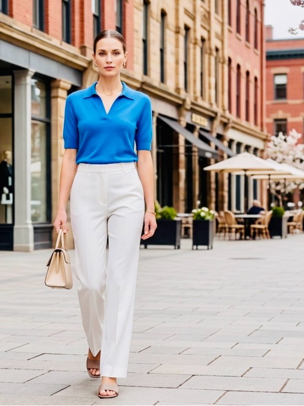 Short-Sleeve Polo Tee in Bright Blue